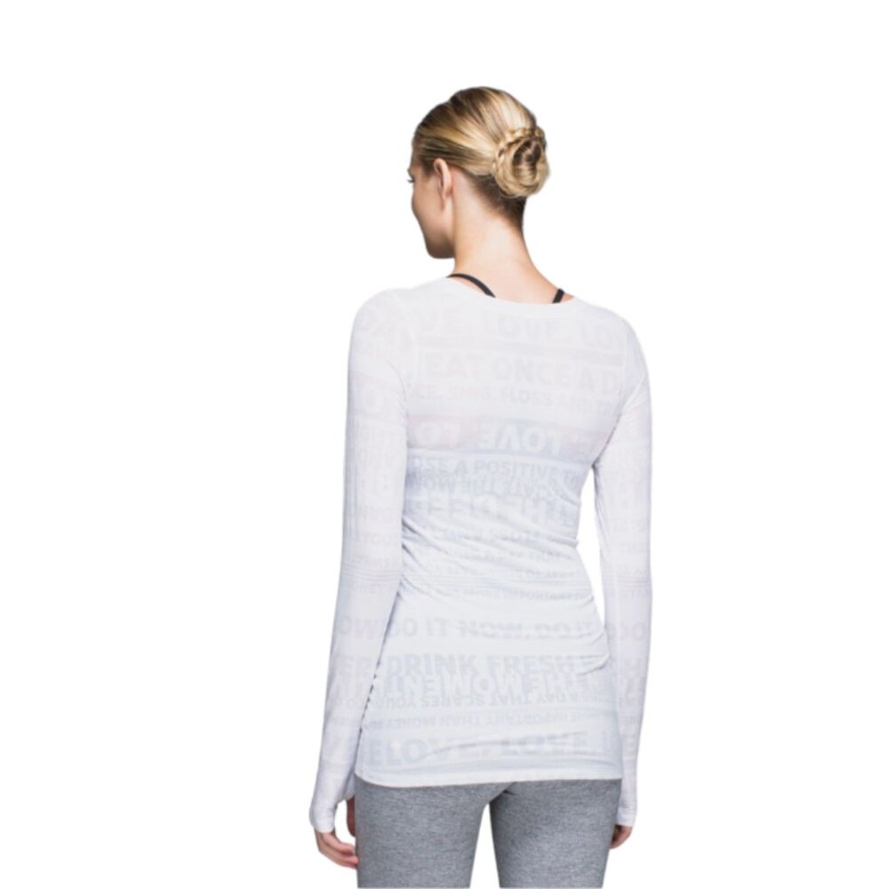 Lululemon Daily Practice Burnout Shirt Top Womens Small White Crew Neck Stretch - Picture 3 of 10